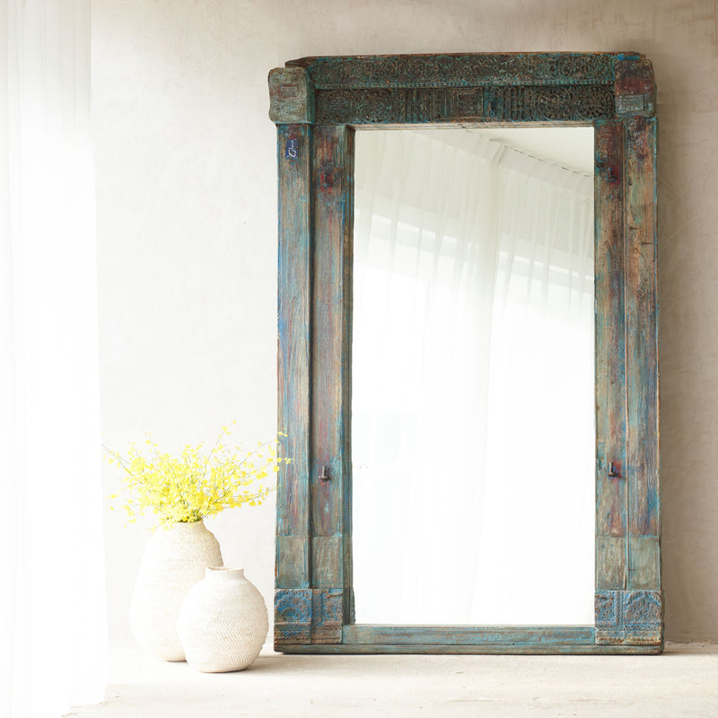 No. 2 | Original Carved Mirror - Blue