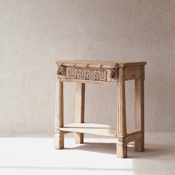 Vintage Teak Console with Carvings