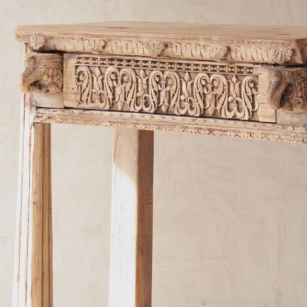 Vintage Teak Console with Carvings