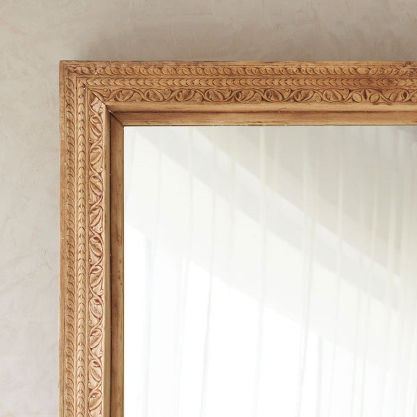 Vintage Teak Carved Mirror | Natural