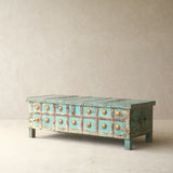 Vintage Chest with Brass Motifs | Bluewash