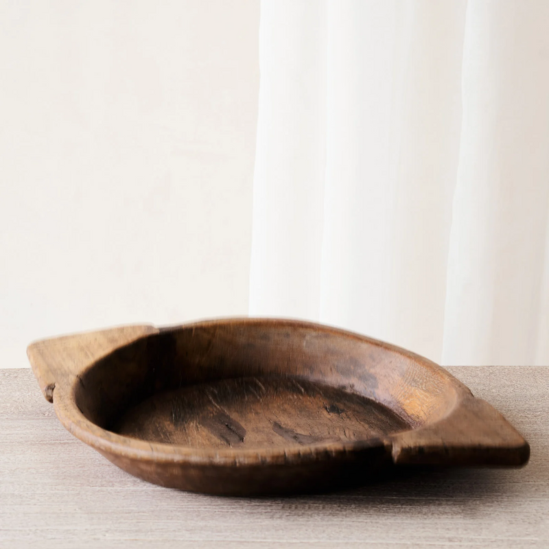 Vintage Wooden Parat Bowl - Dark