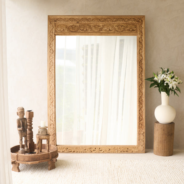 Vintage Teak Carved Mirror | Natural | No. 4
