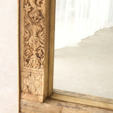 Reclaimed Architectural Teak Mirror handcrafted from an antique carved teak architectural doorway salvaged from a historic home in India.