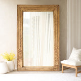 Reclaimed Architectural Teak Mirror handcrafted from an antique carved teak architectural doorway salvaged from a historic home in India.