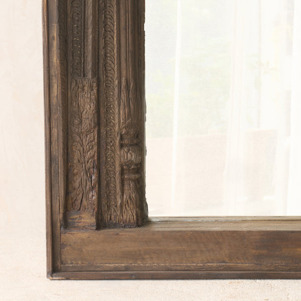 Vintage Teak Carved Mirror | Dark Brown | No. 3