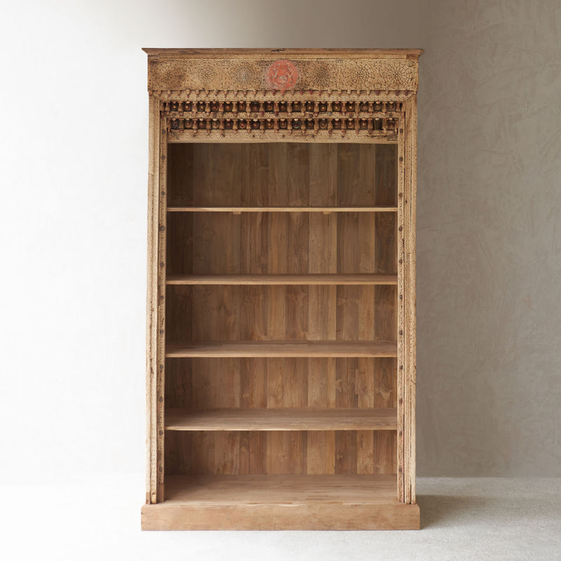No. 1 | Vintage Tall Carved Bookcase - Natural