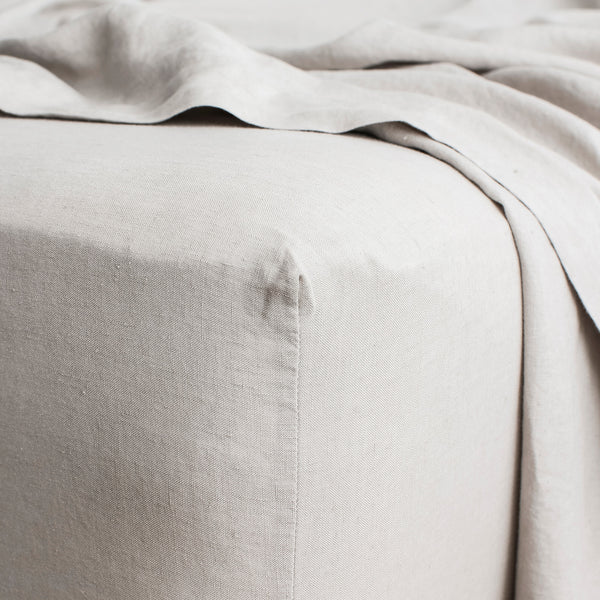 Linen Fitted Sheet | Smoke Grey (King Size)