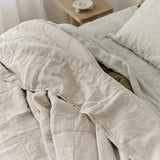 Linen Quilted Bedcover | Natural