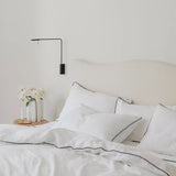 Piped Linen Duvet Set | White/Navy