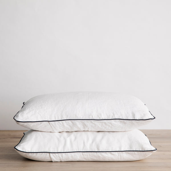 Pillowcase Set of 2 | White & Navy