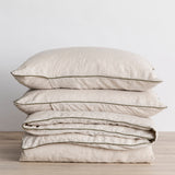 Piped Linen Duvet Set | Natural & Forest