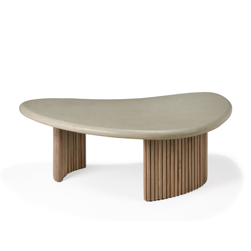 Boomerang Outdoor Coffee Table | Concrete & Teak