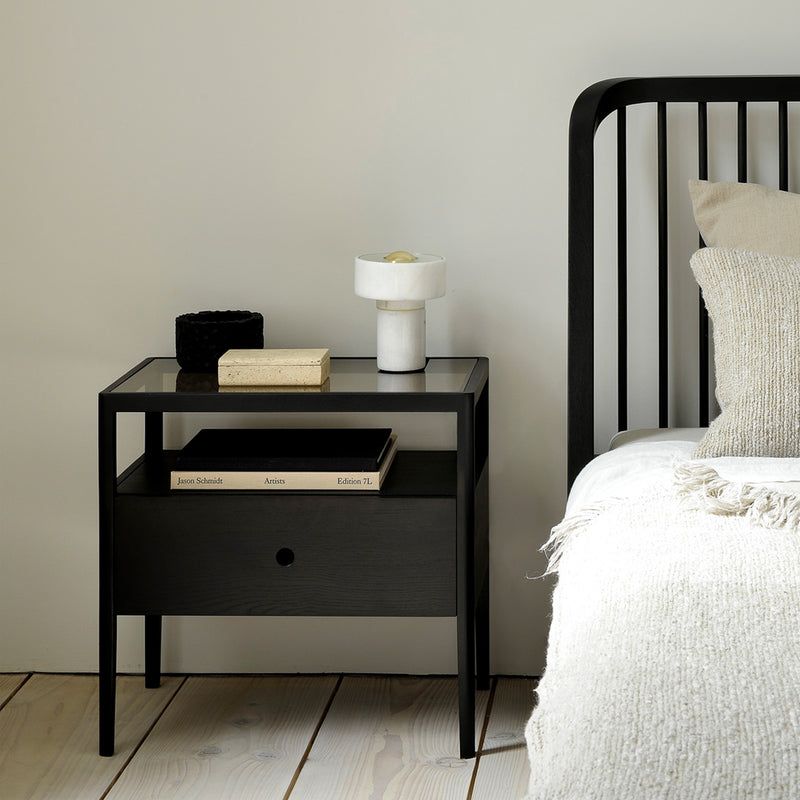 Spindle Bedside Table | Oak Black