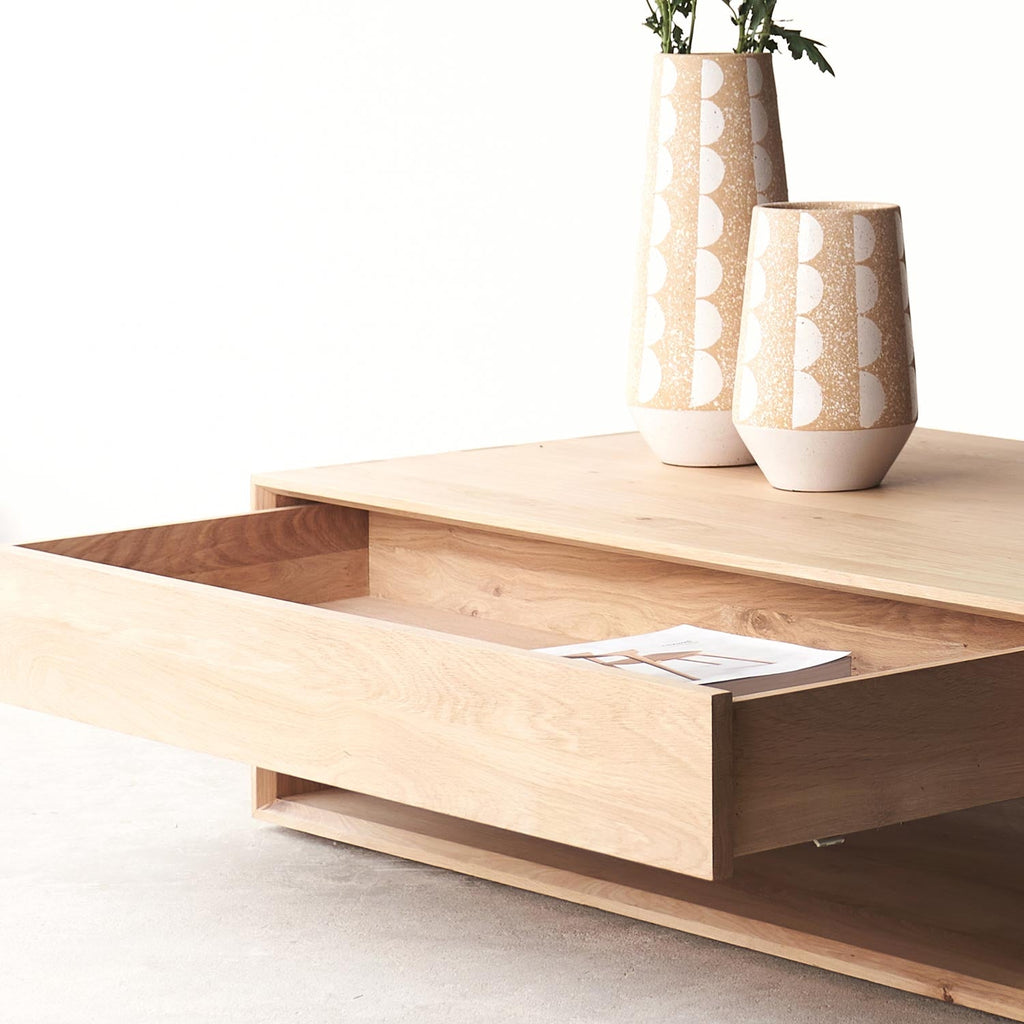 Ethnicraft Oak Coffee Table Nordic 1 Drawer Rectangular Originals