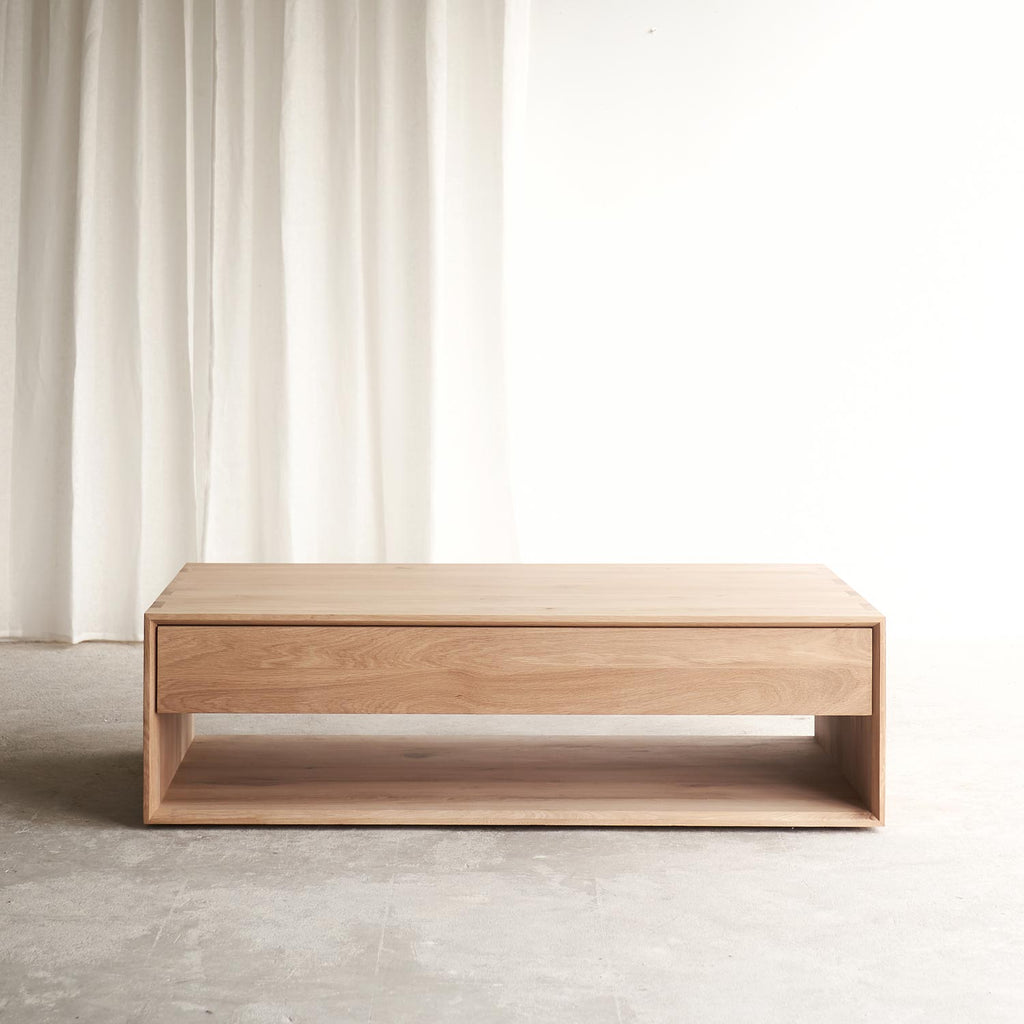 Ethnicraft Oak Coffee Table Nordic 1 Drawer Rectangular Originals