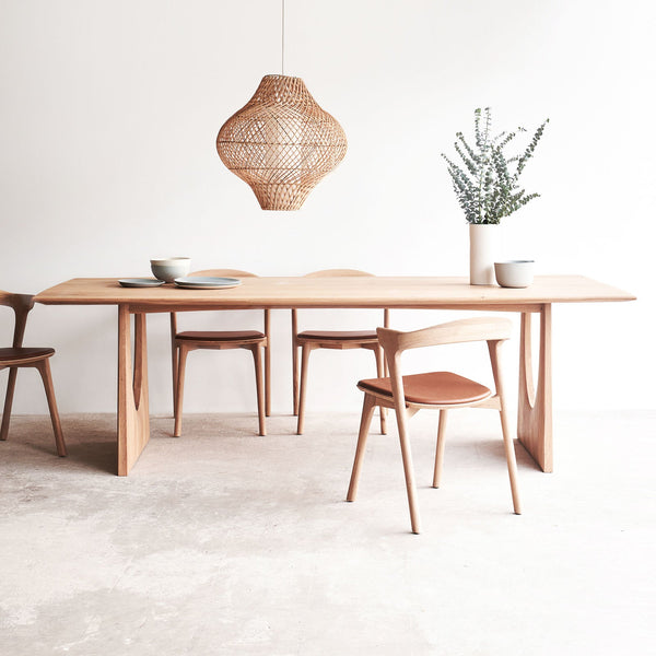 Ethnicraft Oak Natural Geometric Dining Table with Bok Dining Chair Hanging Lamp from Originals Furniture Singapore