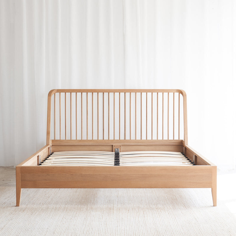 Spindle oak bed frame - Originals Furniture Singapore