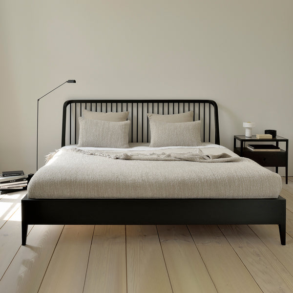 Spindle bed frame in black oak - Originals Furniture Singapore