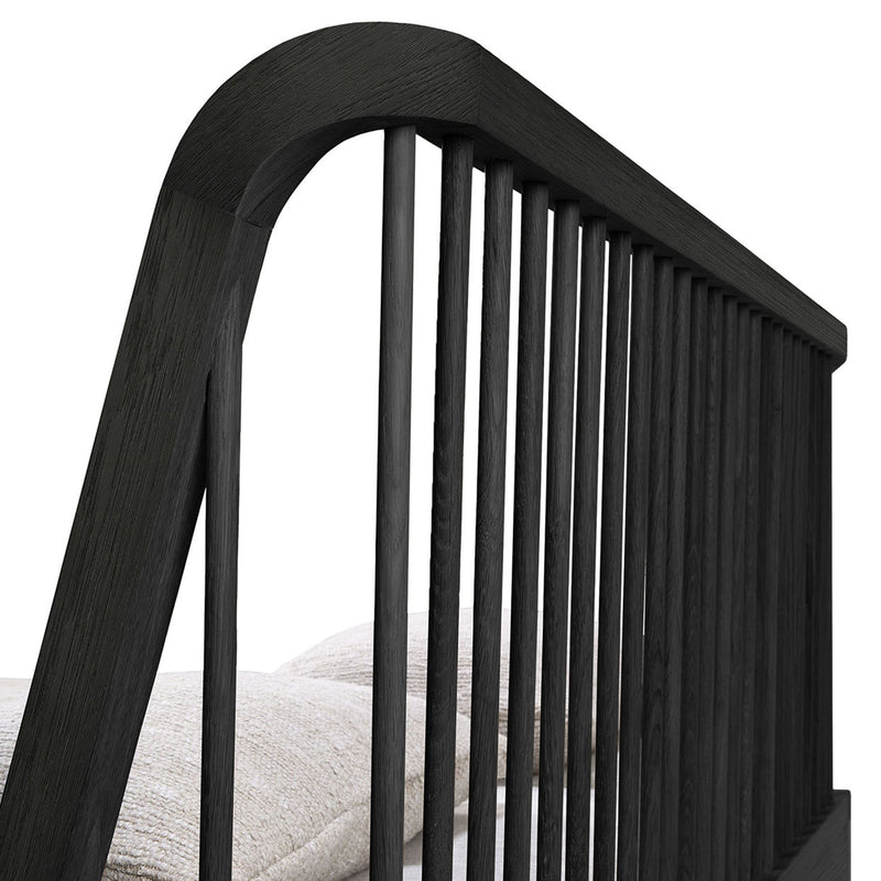Spindle bed frame in black oak - Originals Furniture Singapore