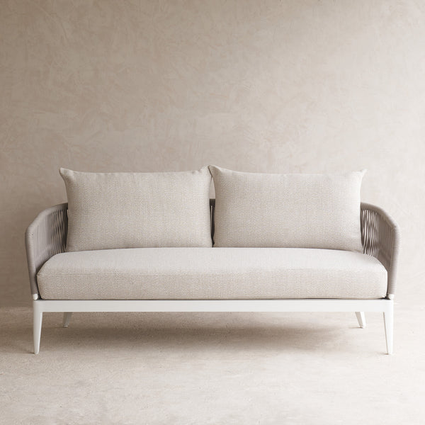 Hamilton Outdoor Sofa | 2 Seater White Frame - Taupe (182cm)