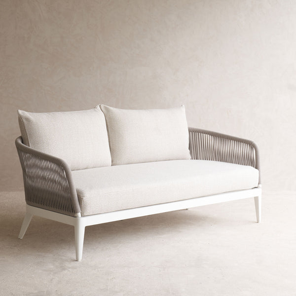 Hamilton Outdoor Sofa | 2 Seater White Frame - Taupe (174cm)