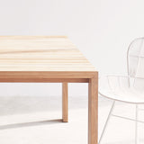 Hayman outdoor teak dining table with rose dining chair in white - Originals Furniture Singapore