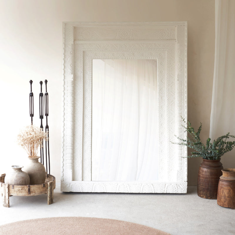 No. 5 | Vintage Carved Mirror - White