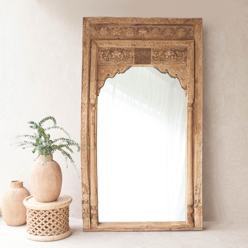 Vintage Carved Mirror - Natural