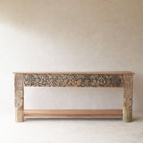 Vintage Teak Console with Carvings
