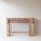Vintage Teak Console with Carvings