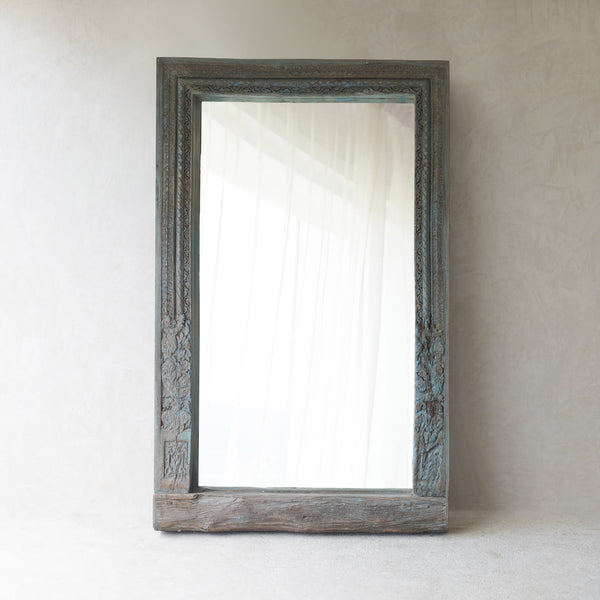 Vintage Carved Teak Mirror | Bluewash