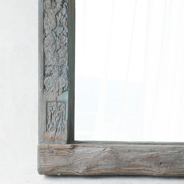 Vintage Carved Teak Mirror | Bluewash