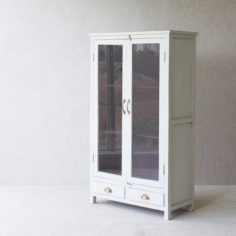 Vintage Large Cabinet with Drawers | Limestone