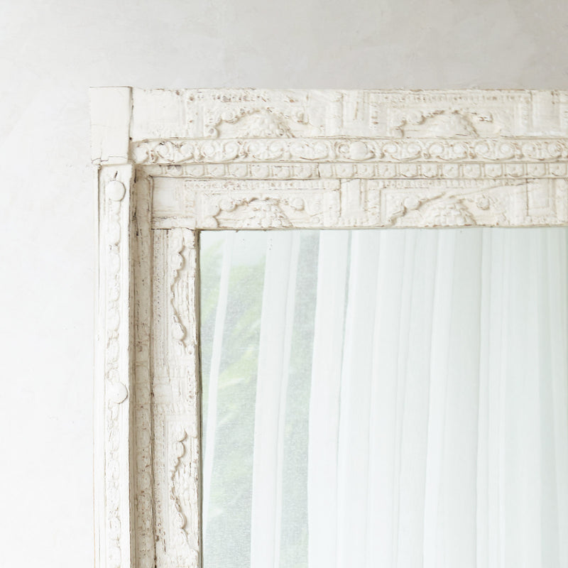 Vintage Carved Mirror | White