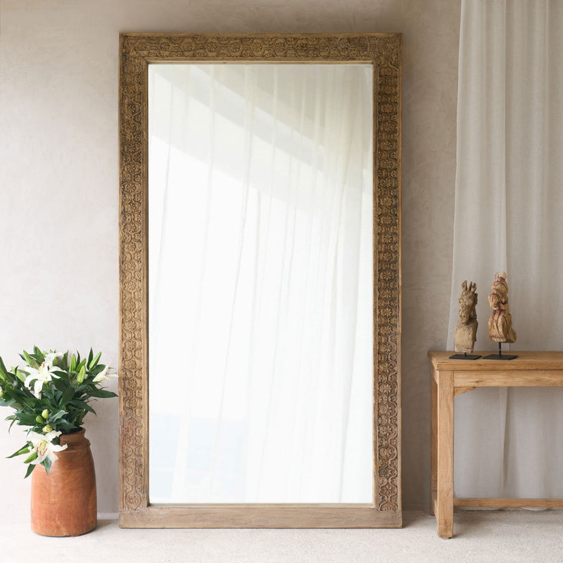 Vintage Carved Teak Mirror
