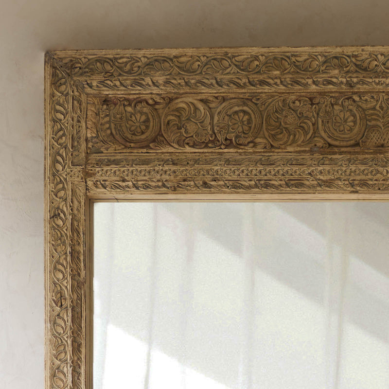 Vintage Carved Teak Mirror