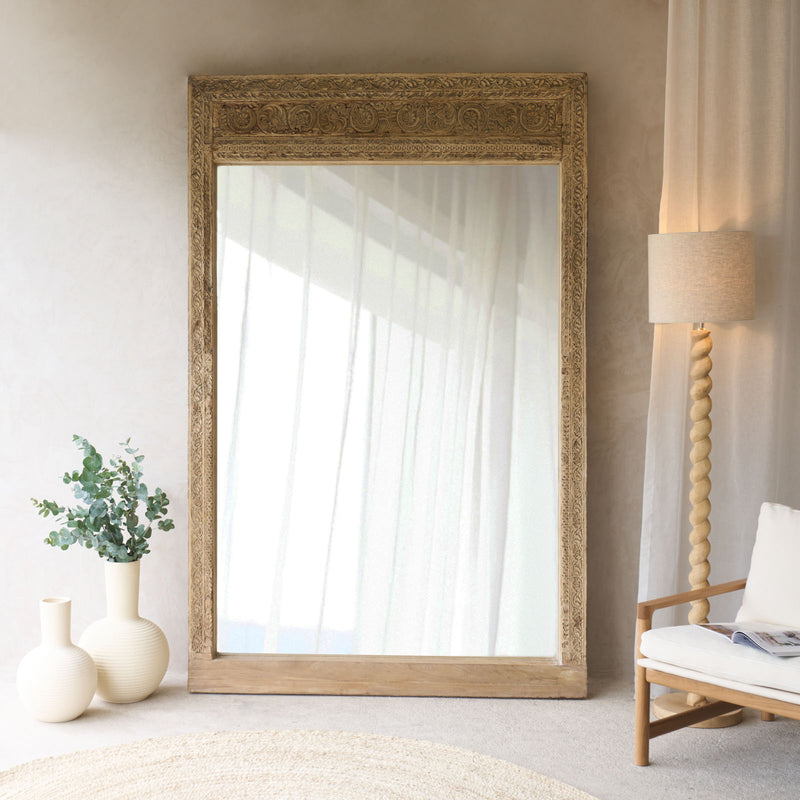 Vintage Carved Teak Mirror