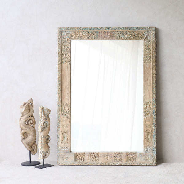 Vintage Carved Teak Mirror