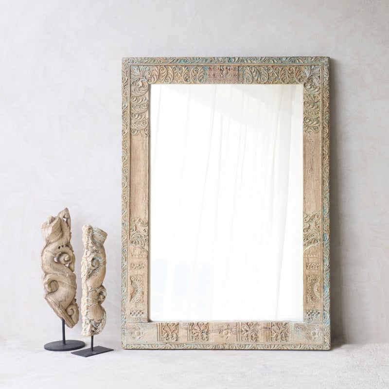 Vintage Carved Teak Mirror