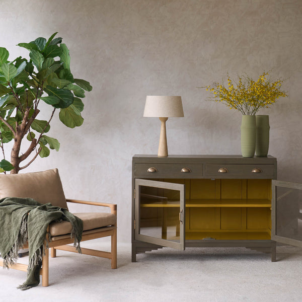 Vintage Teak Sideboard with 2 Drawers | Eucalyptus