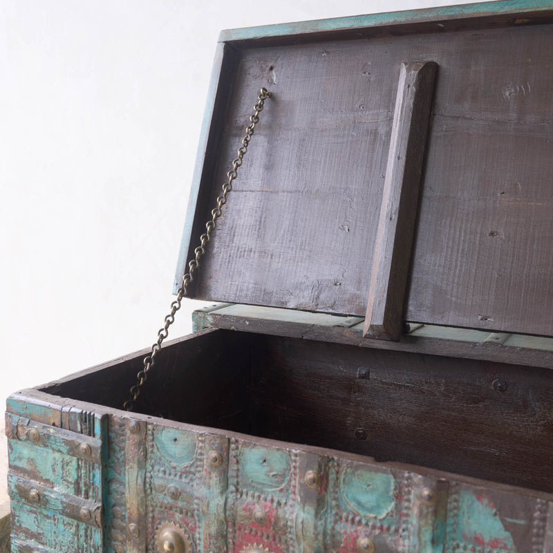 Vintage Chest with Brass Motif | Bluewash