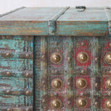 Vintage Chest with Brass Motif | Bluewash