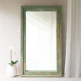 Vintage Carved Mirror | Rustic Green