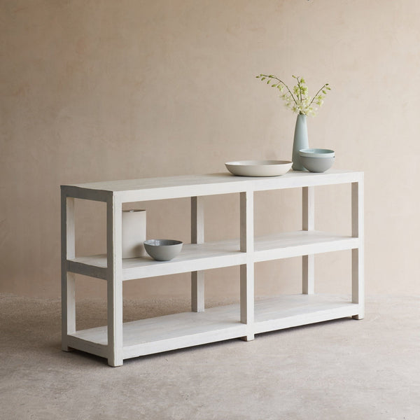 Teak Console with Shelves | White