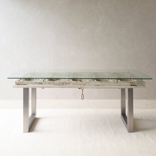 Vintage Teak Dining Table | Whitewashed Mint
