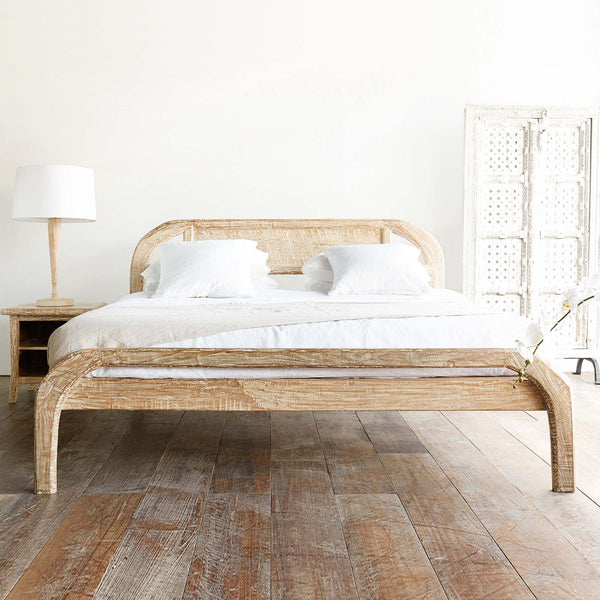 Java plough teak bed frame in whitewash - Originals Furniture Singapore