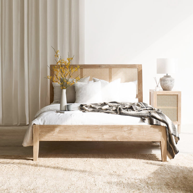 Java rattan teak bed frame whitewash | Originals Furniture Singaopre
