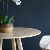 Java teak round dining table in whitewash - Originals Furniture Singapore