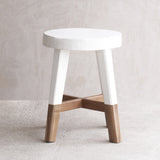 Java Stool White Top Natural Legs